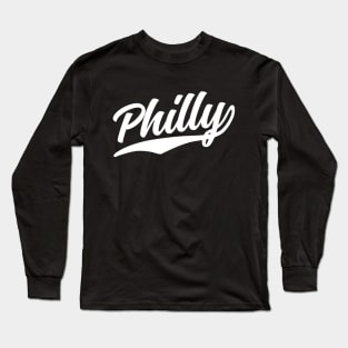 Philly Cursive White Athletic Vintage Script Long Sleeve T-Shirt